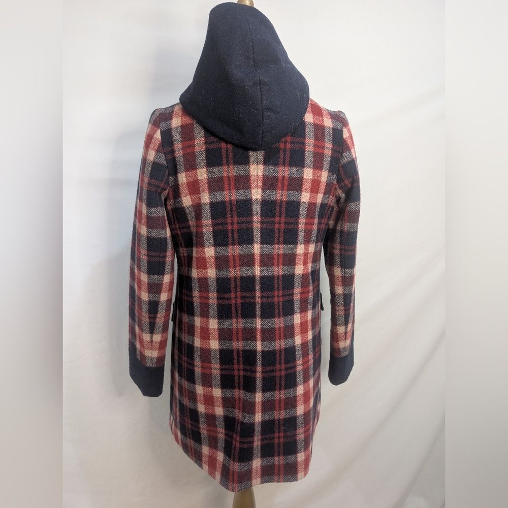 Madchen Navy/Red Plaid Wool Utility Jacket S Taylor Swift Zoey Deschanel - Picture 6 of 10
